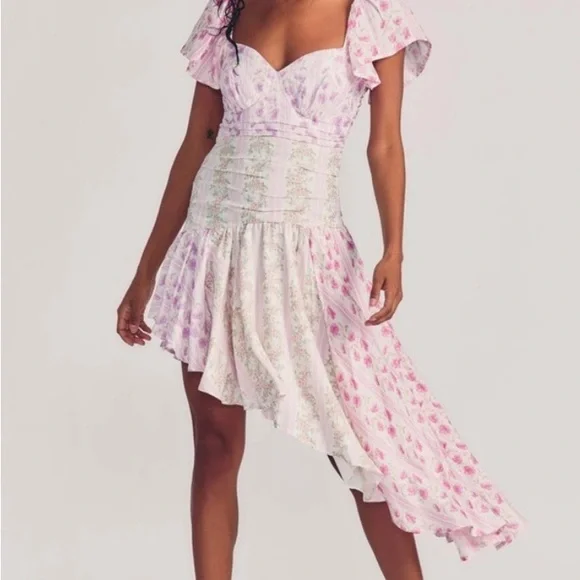 open lace back dress LOVESHACKFANCY NATASHA PEONY PINK MINI DRESS  Kitson LA